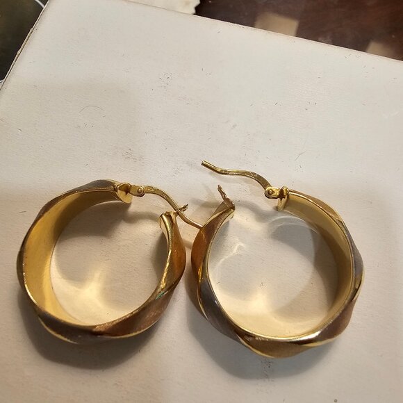14 K Three color Gold, Electroform Women Earrings, Made in Italy - Picture 3 of 12